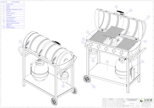 AutoCAD drawing of BBQ